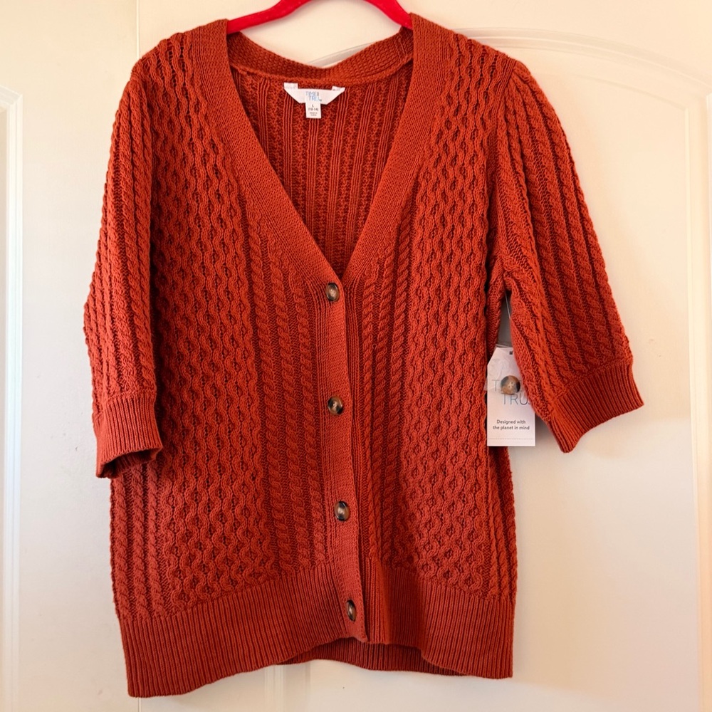 Time and Tru Orange Cardigan Sweater